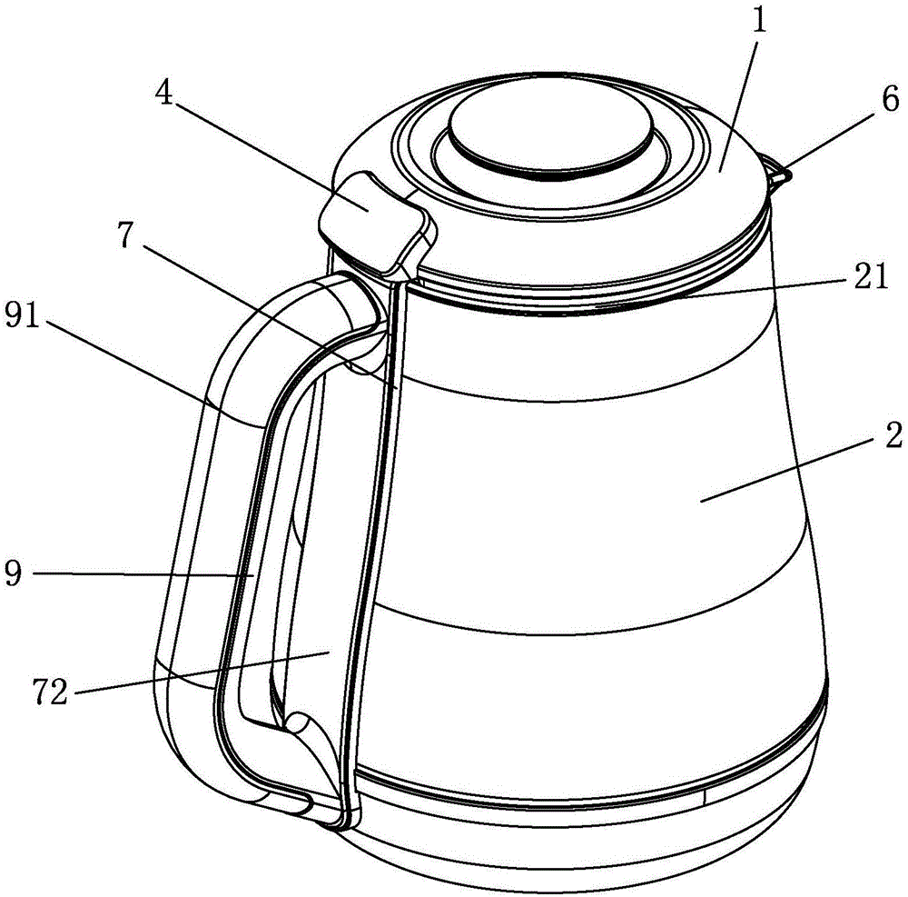 一种电热水壶的壶盖防坠结构的制作方法