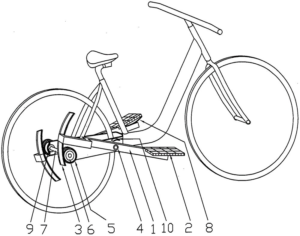 杠杆齿条驱动后轮自行车的制作方法