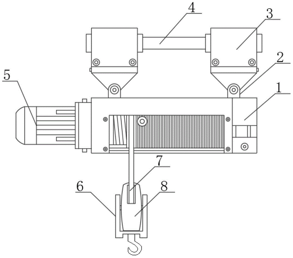 一种用于缠绕增强管加工的电动单梁起重机的悬挂装置的制作方法