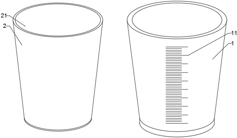 一种带可重复使用外部刻度杯的一次性纸质量杯的制作方法