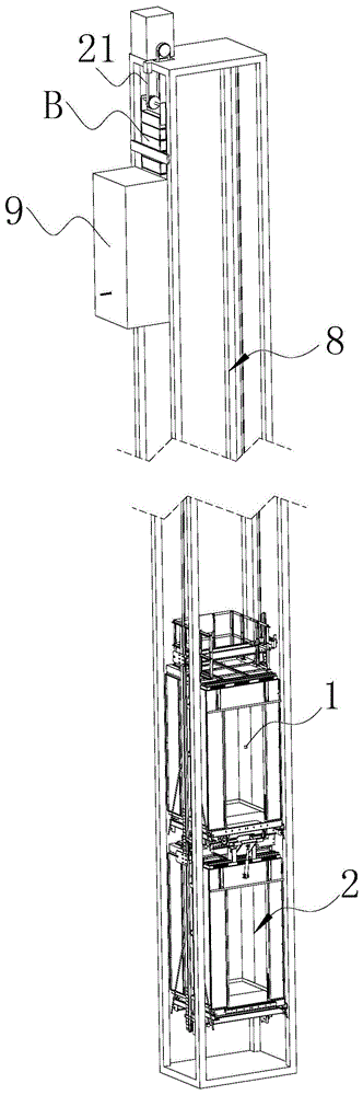 基于双层电梯的配重块分离挂接系统的制作方法