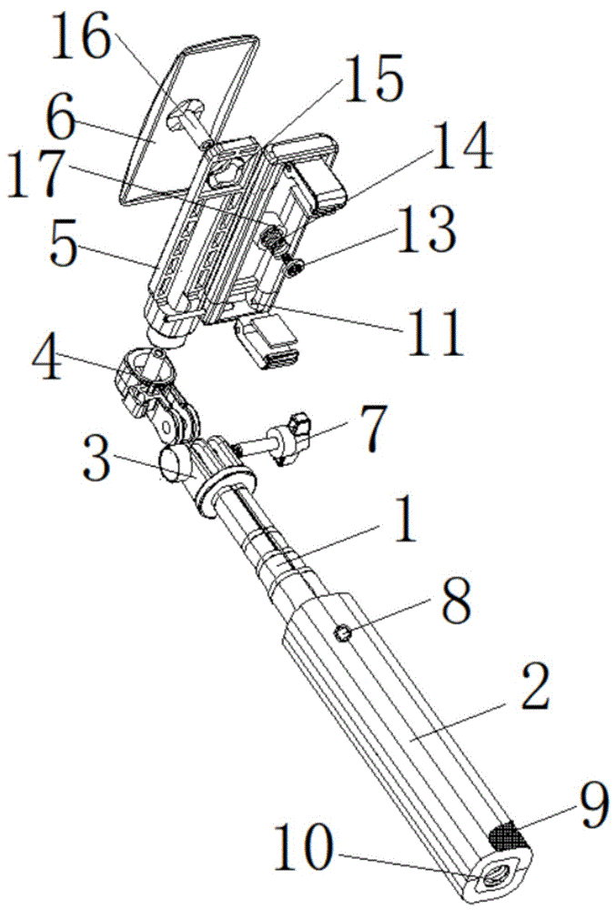 一种手机支架可多角度调节的自拍杆的制作方法