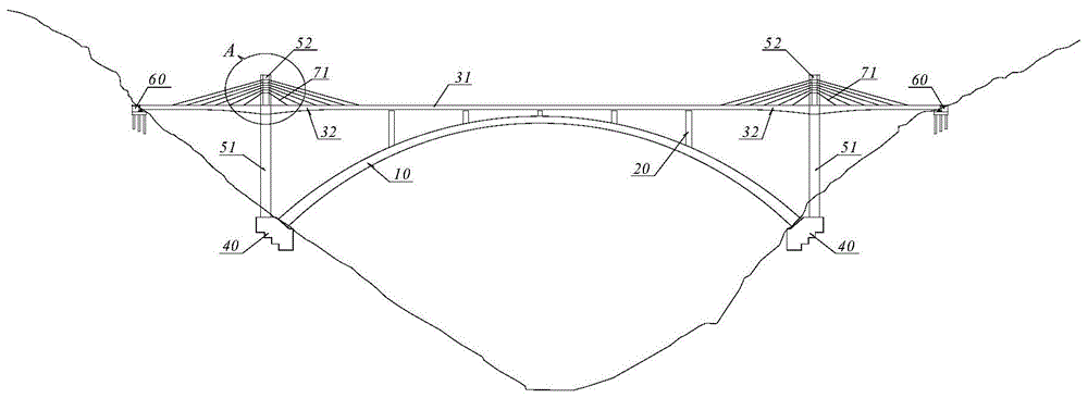 一种矮塔斜拉加劲组合拱桥构造的制作方法