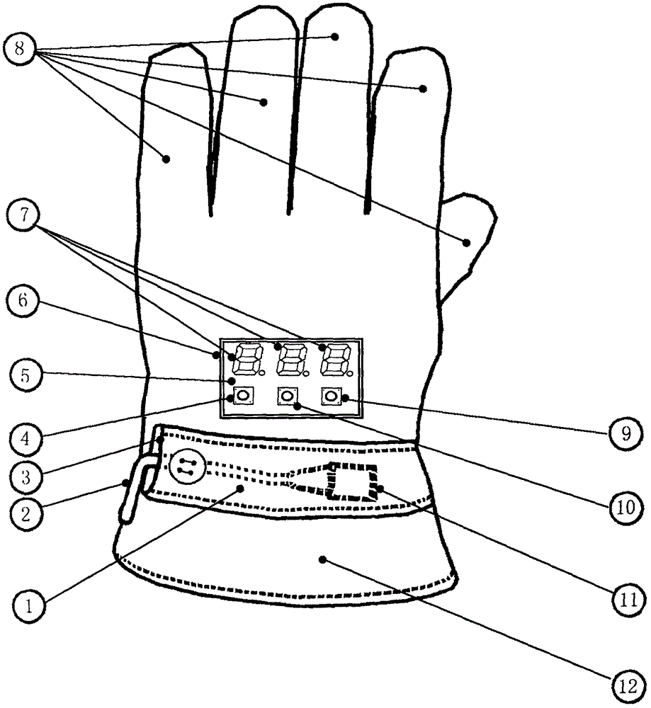 数显温控电动车发热手套的制作方法