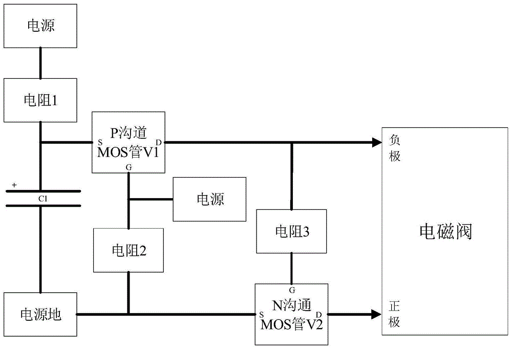 一种系统掉电后电磁阀强制闭合电路的制作方法