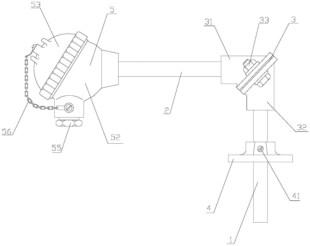 一种防水式可移动法兰角尺状热电阻的制作方法