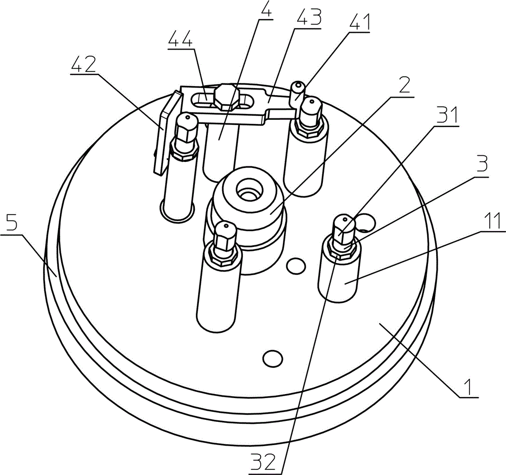 汽车减振器外筒上弹簧盘的焊接工装的制作方法
