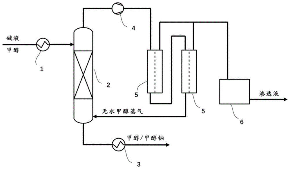 蒸气渗透-碱法耦合制备甲醇钠的装置的制作方法