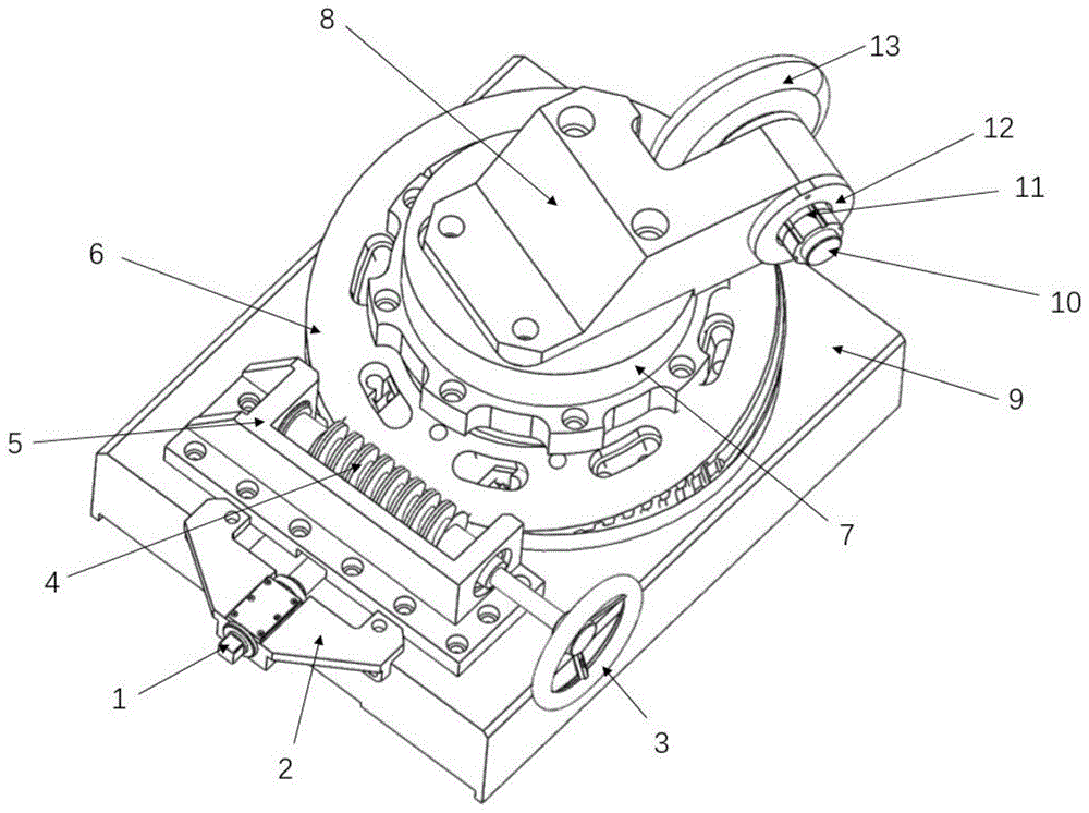 一种用于对轮旋压设备的旋轮角度调节装置的制作方法