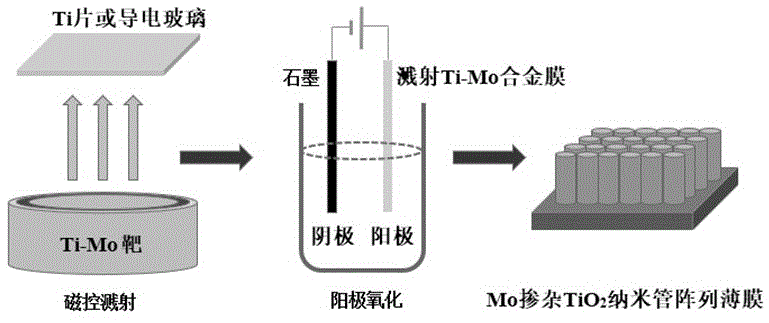 一种钼掺杂二氧化钛纳米管阵列薄膜的制备方法与流程
