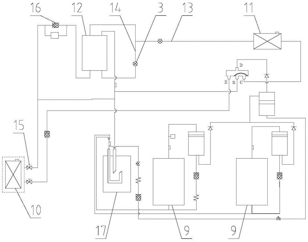 空调制热循环下冷媒的过冷换热系统及空调器的制作方法