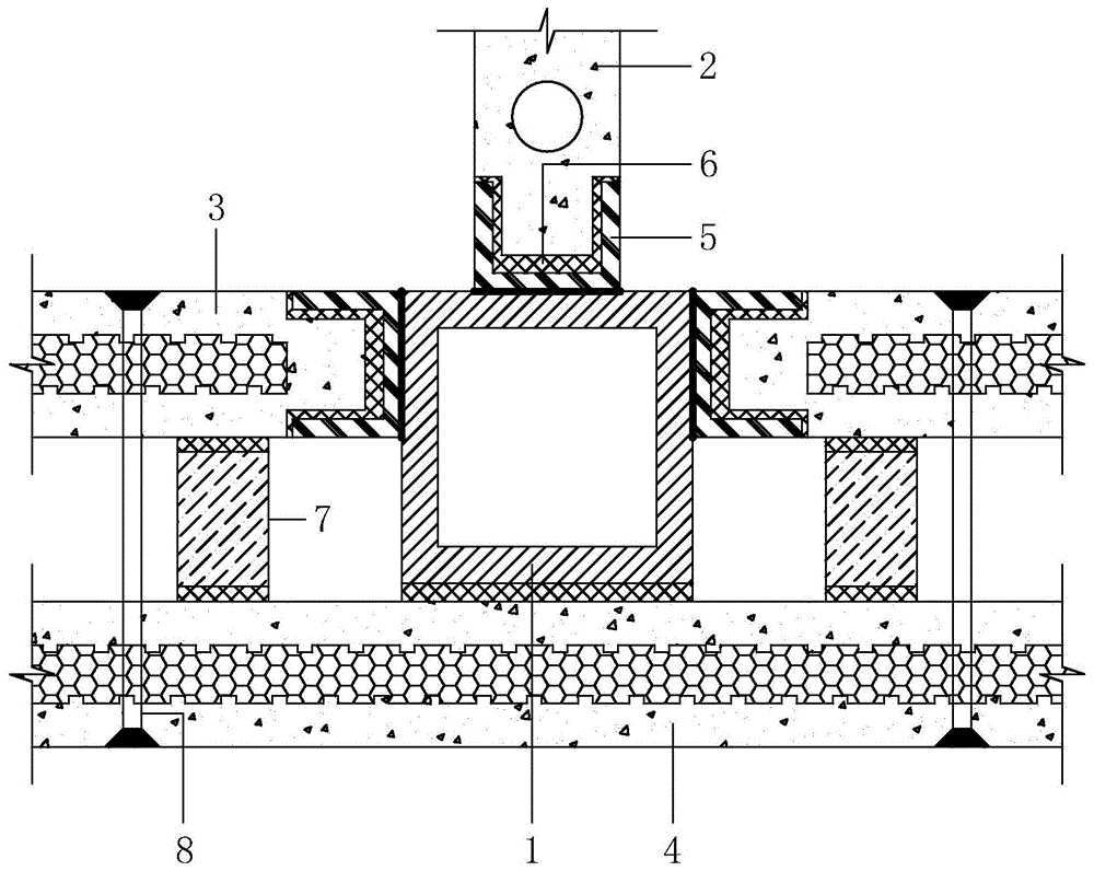 一种外墙与方钢柱T形连接结构的制作方法