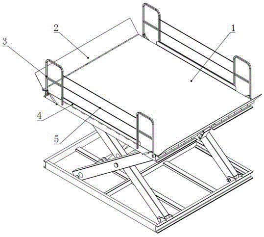 护栏可翻转台面及剪叉式升降机的制作方法