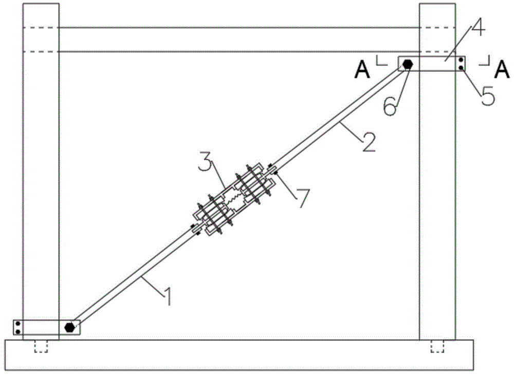 一种摩擦力阻尼器-钢支撑加固榫卯节点木框架的结构的制作方法