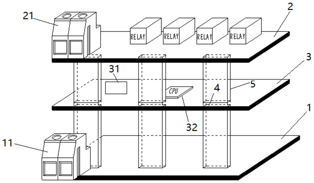 多路输入输出继电器的PCB板安装结构的制作方法