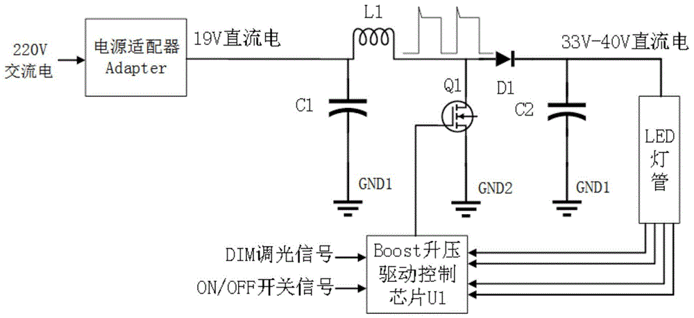 用电源适配器直接供电给led灯管的驱动电路及设计方法与流程