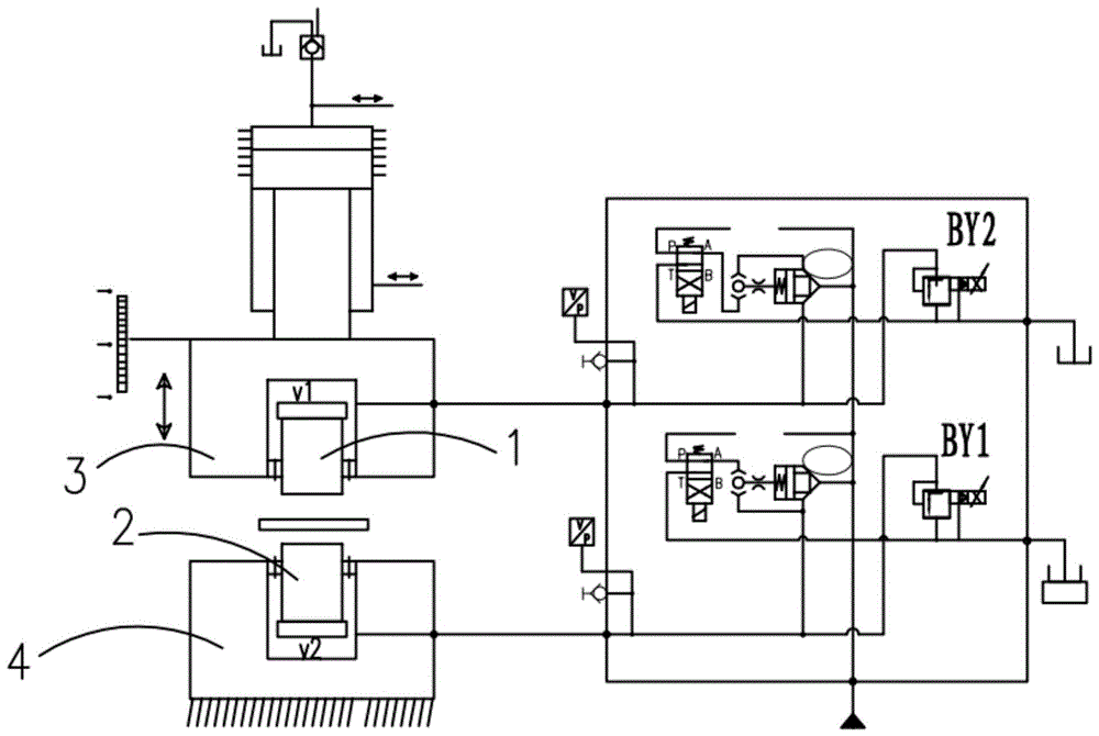 一种使精冲压机辅缸动态液压刚度增强的控制油路的制作方法