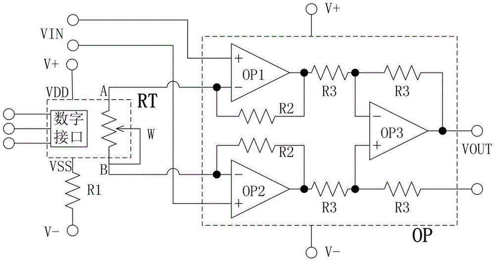 双电源数控放大器电路的制作方法