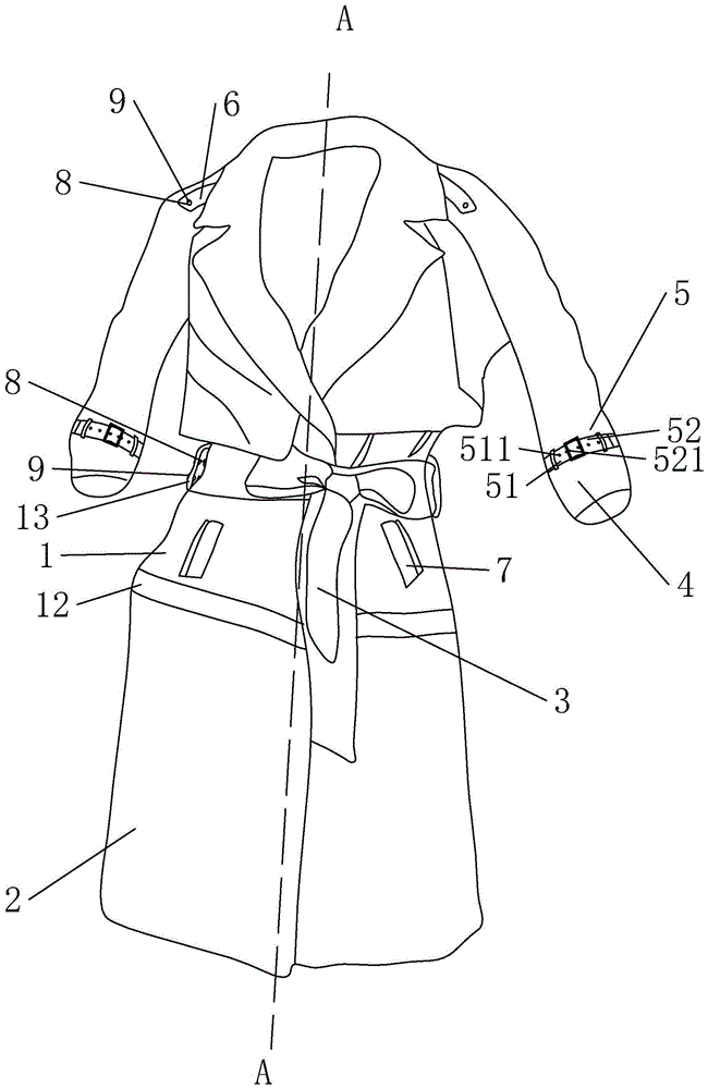 一种可固定袖子的女式风衣的制作方法