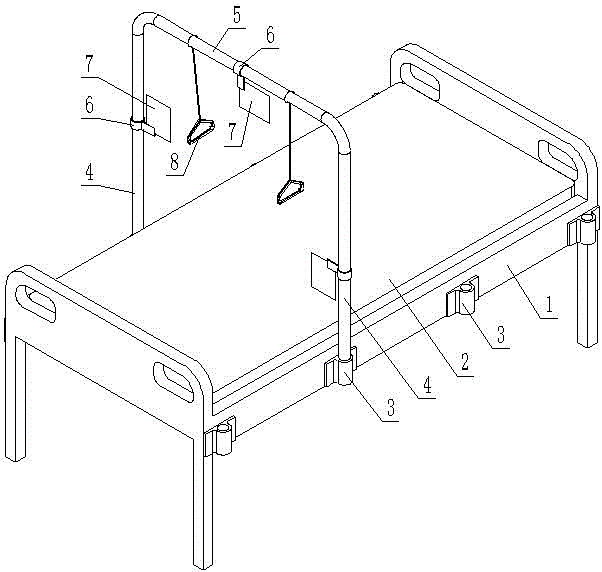 包括病床和安装在病床上的框架,所述框架包括悬置在病床上方的横杆
