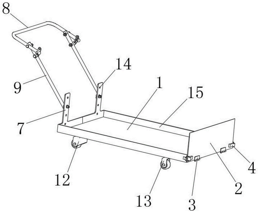 推杆高度可调、后挡板可变形为滑坡的推车的制作方法