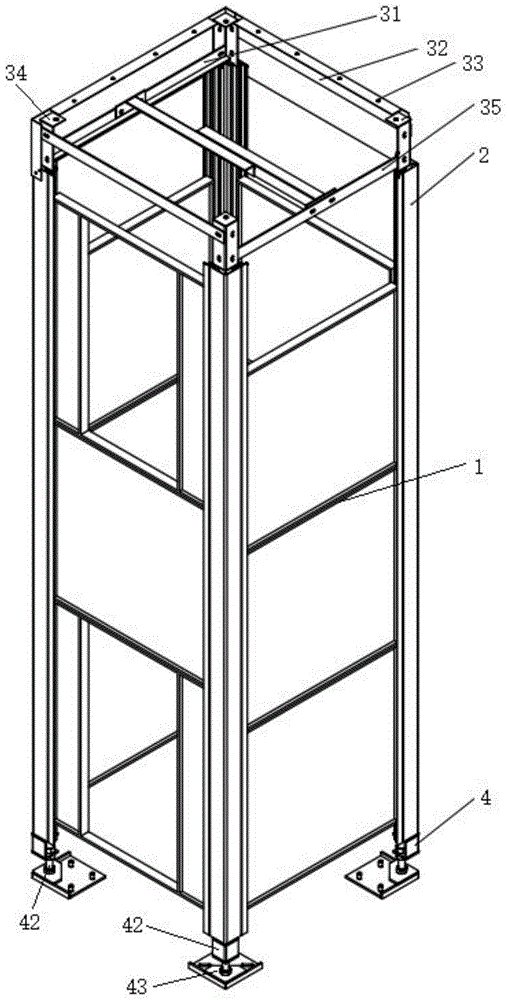 一种电梯的模块化井道框架的安装装置的制作方法