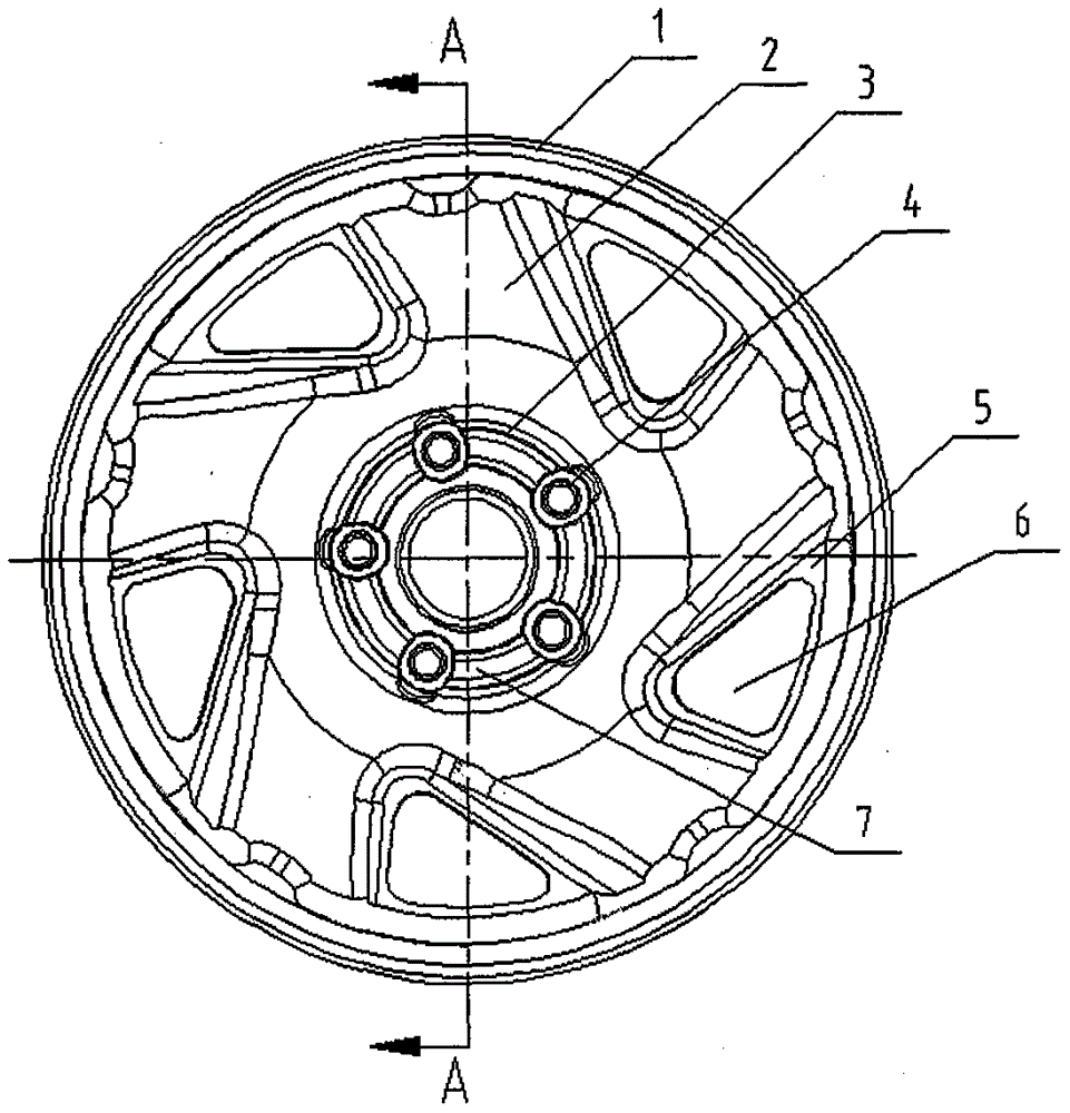 一种旋风结构式半表面仿铝车轮的制作方法