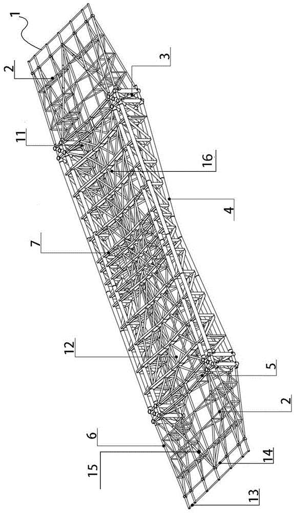 一种大跨度下凹鱼腹式组合加强桁架结构的制作方法