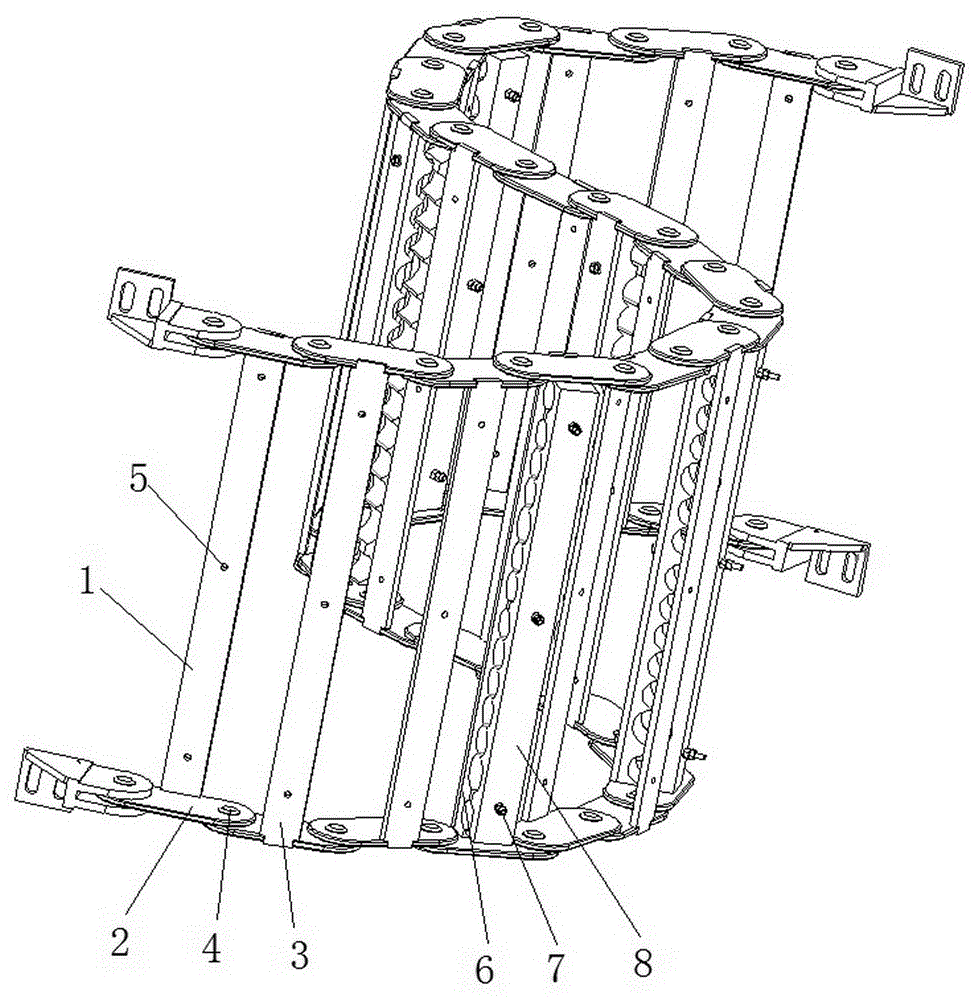 一种炉前开口机上液压金属软管使用的重型旋转拖链的制作方法