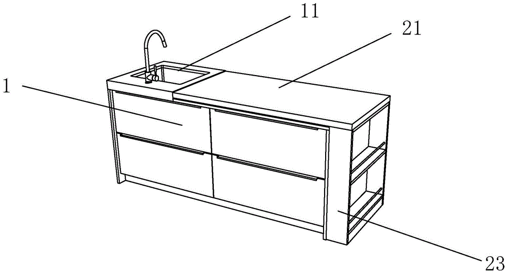 一种集成移动餐桌功能的橱柜的制作方法