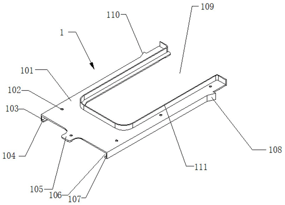 一种轮式厕椅的开口坐垫用卡式槽板结构的制作方法