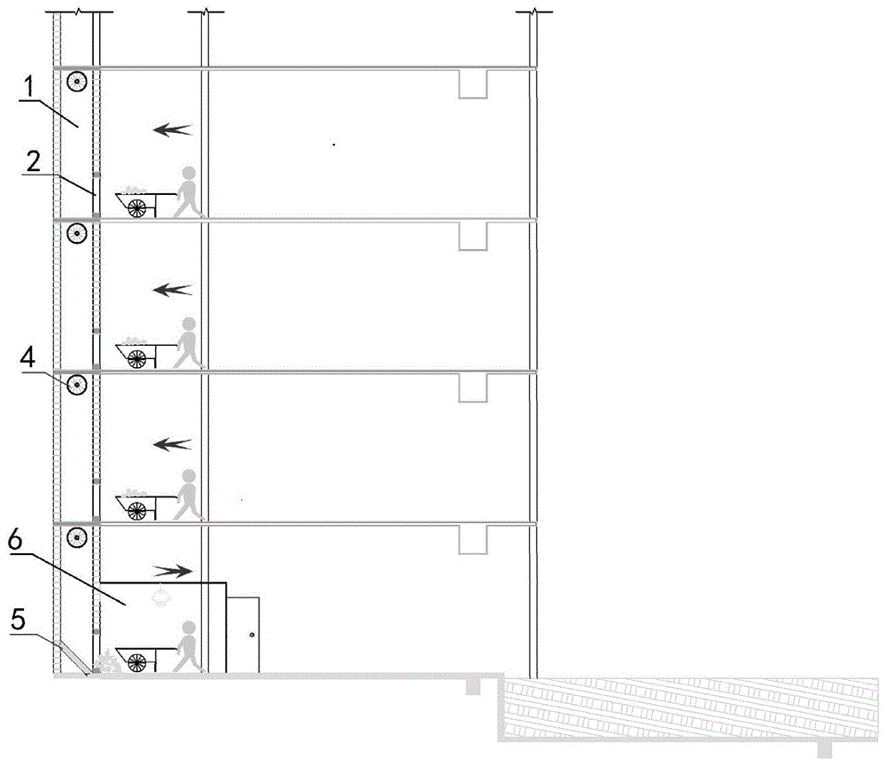 一种超高层建筑利用原风井结构的垃圾清运通道的制作方法