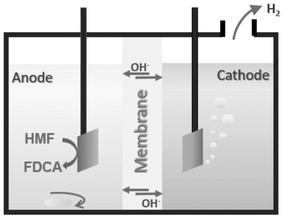 5-羟甲基糠醛电氧化为阳极反应的全水解装置及反应方法与流程