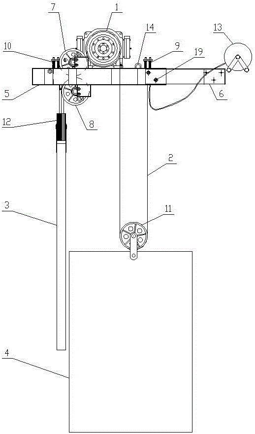 电梯井曳引上置二比一悬挂比施工升降机及其作业方法与流程