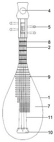 一种凤尾式超薄坤式琵琶装置的制作方法