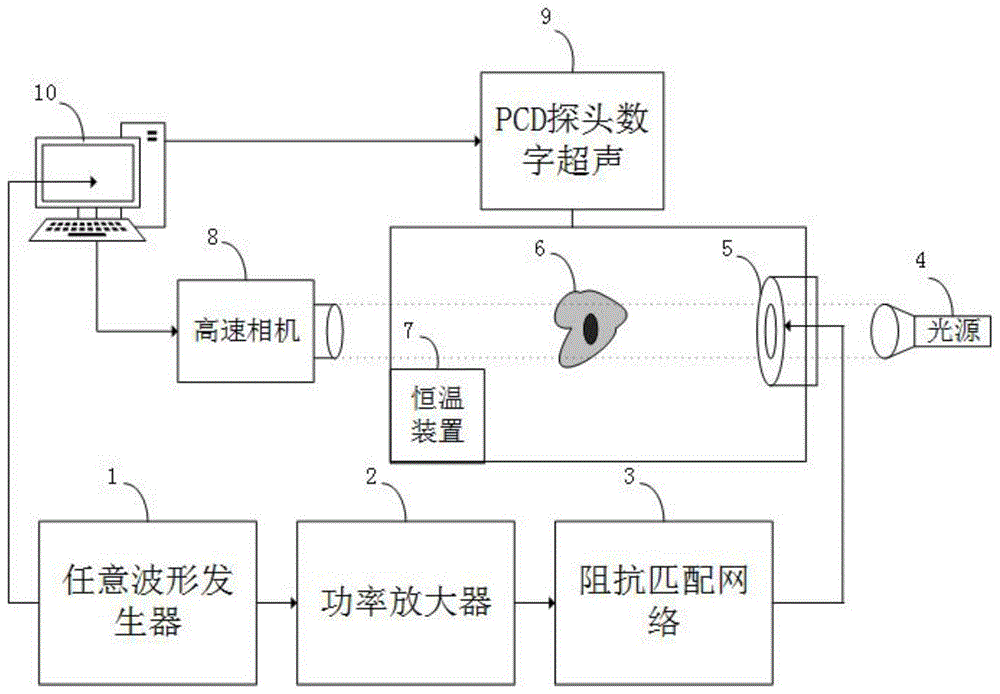 粘弹媒质中基于双频叠加超声脉冲的微泡增效动力学实验系统及方法与流程