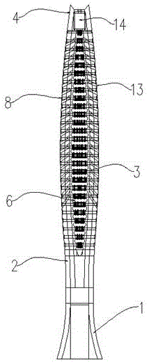 一种新型鱼梭式抗风阻高塔柱的模板搭建结构的制作方法