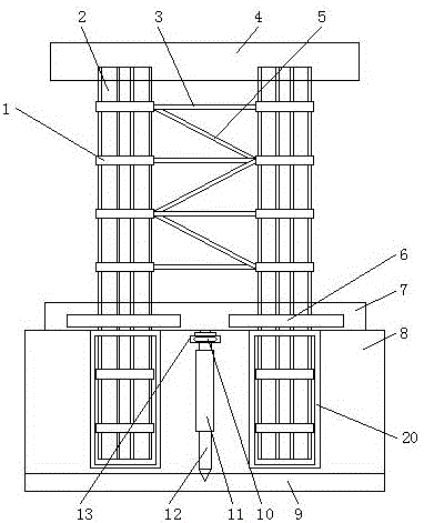组合式塔式起重机混凝土桩格构柱钢梁组合桩基础系统