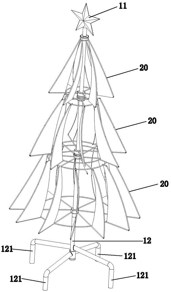 一种利用风力自转风叶的圣诞树的制作方法