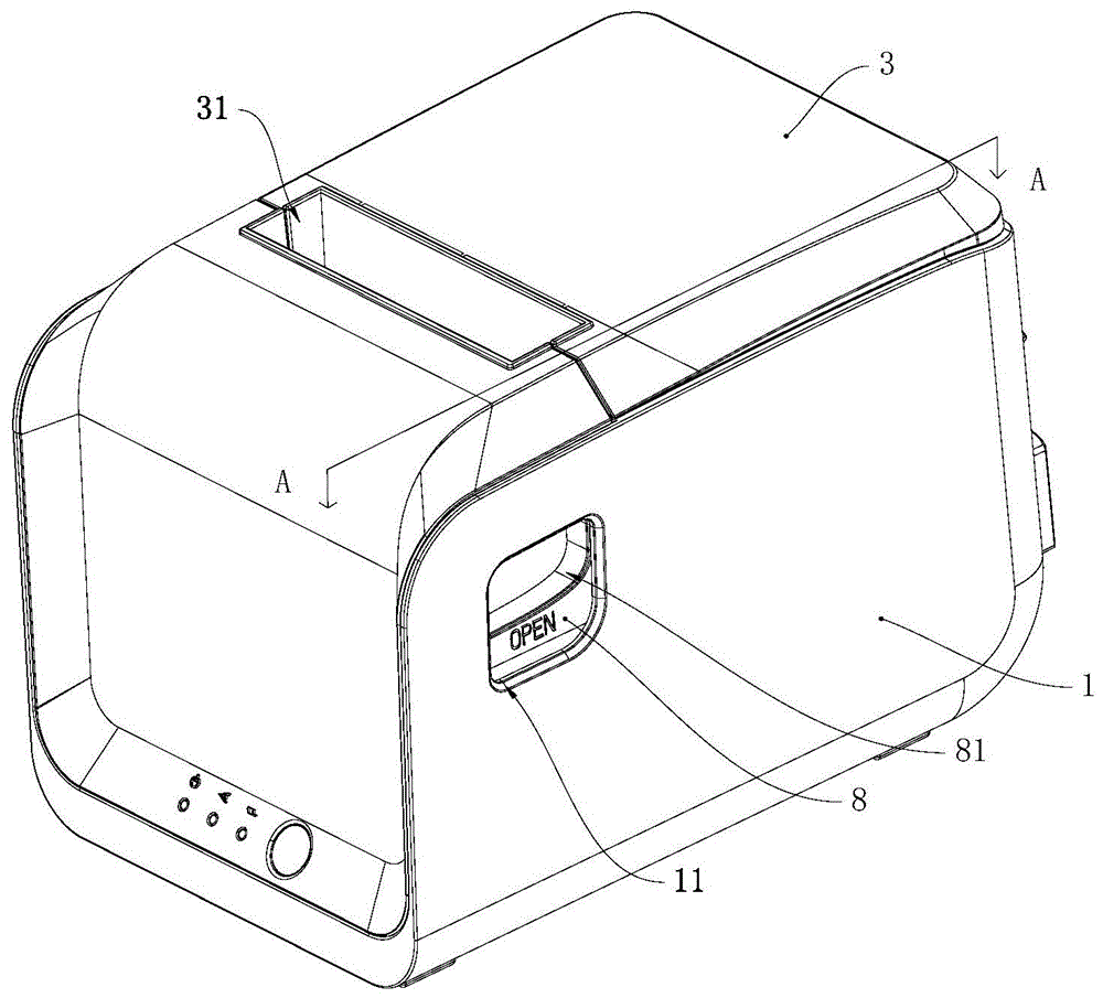 具有顶杆式开盖组件的热敏打印机的制作方法