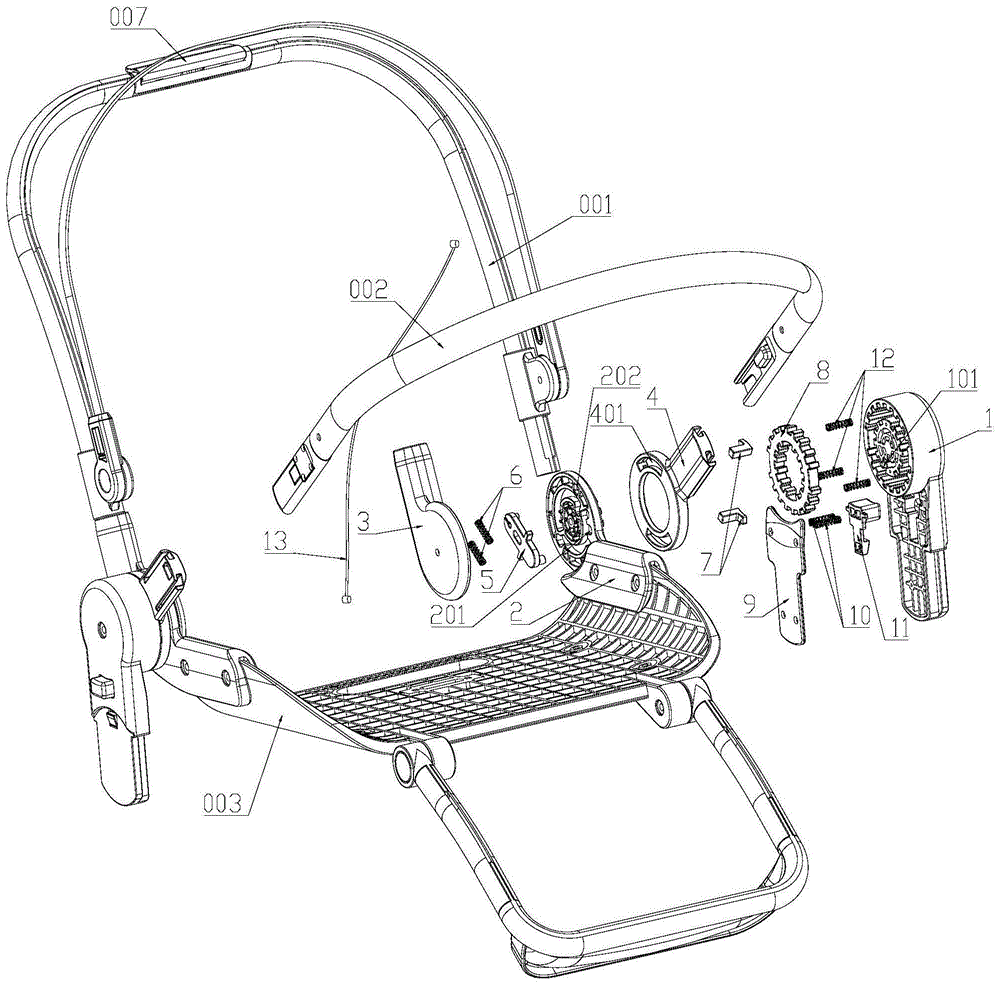 具有调节座椅靠背角度的座椅关节装置的可拆装式婴儿车的制作方法