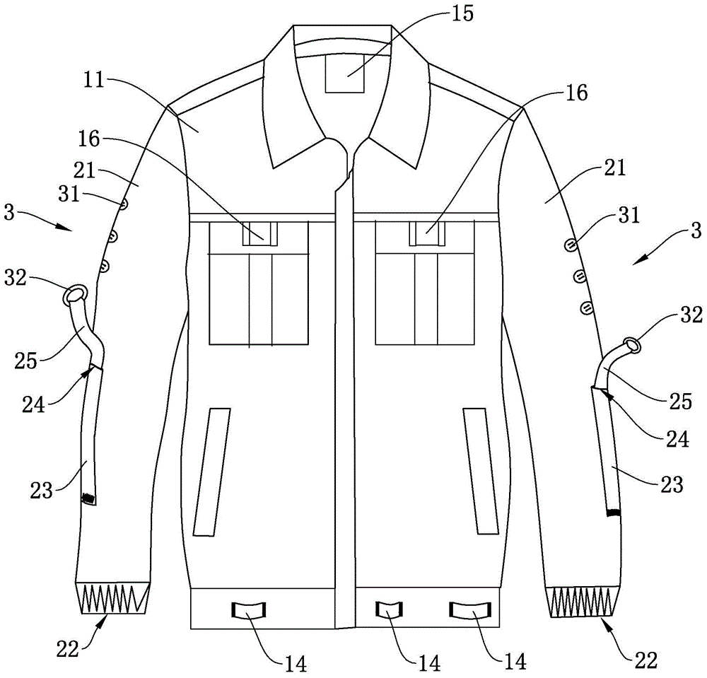 一种方便缩短衣袖的新型工作服的制作方法