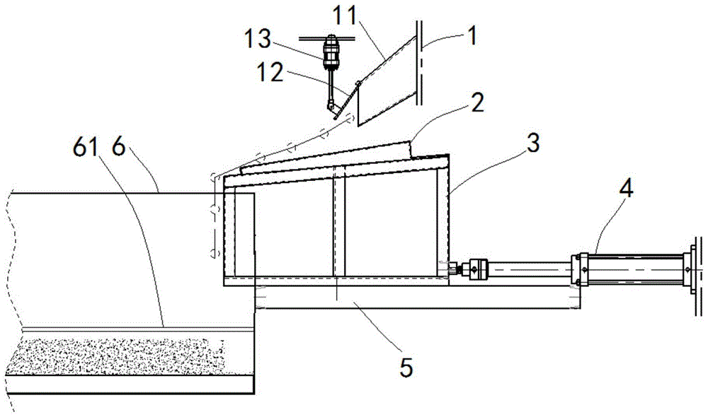 一种烘干炉与压块机之间的导料结构的制作方法