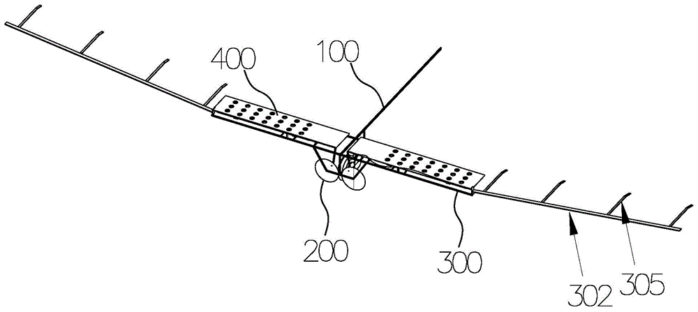 一种采用气孔兜风排风且辅翼可摆的仿鸟扑翼飞行装置的制作方法
