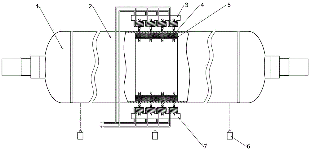 磁悬式消除大长径比圆柱型芯模弯曲变形的装置及方法与流程