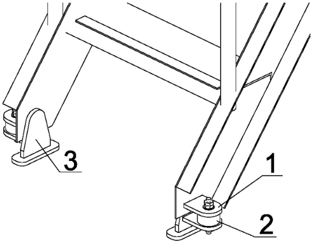一种船舶和船舶用斜梯梯脚固定减振装置及安装方法与流程