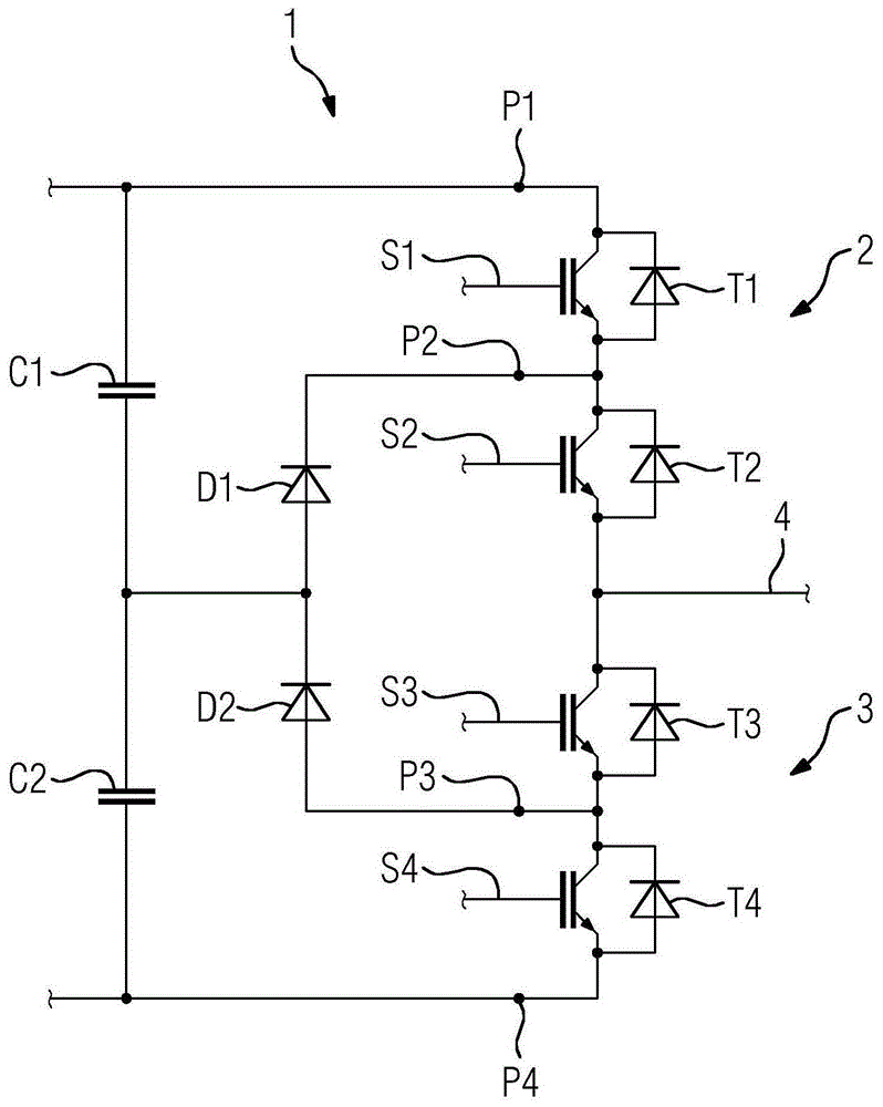 三点式变流器的电路布置的制作方法