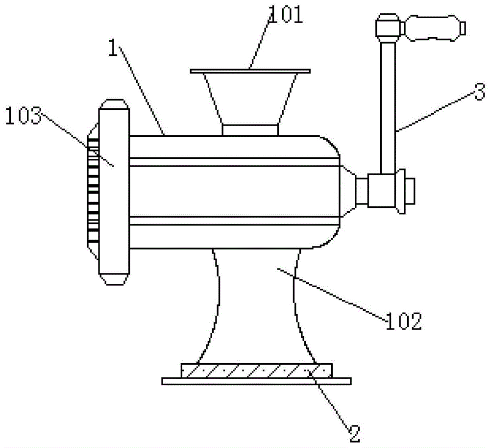 一种能够固定吸附在平行台面上的手工绞肉机的制作方法