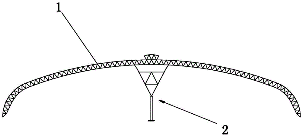一种中间设有V型支撑的三心圆网壳结构的制作方法