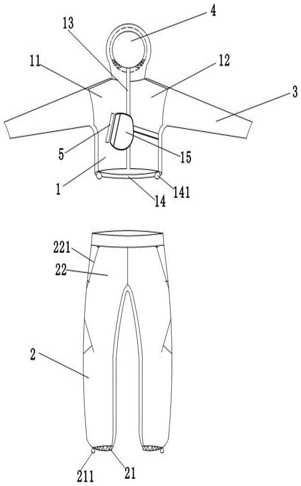 一种便携式防震动发汗服的制作方法